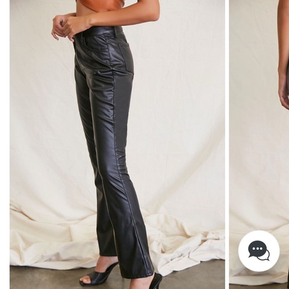 NWOT Vegan Leather High Waisted Flare Pant - Picture 2 of 4